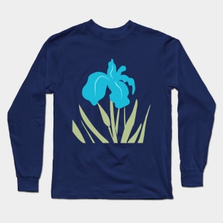 Blue Iris Summer Flower Wildflower Floral Long Sleeve T-Shirt